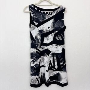 Eva Varro Womens Sleeveless Mini Dress Size M Artsy Abstract Slinky Office Black